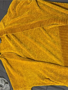 ModCloth Cozy Mustard Yellow Chenille Cardigan